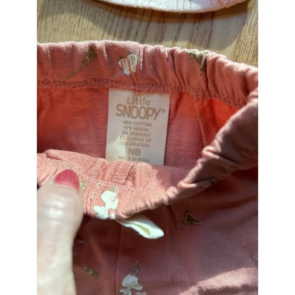 New Baby Little Snoopy 2pc Halloween 🎃Fall 🍂Theme Outfit Light Pink New Born